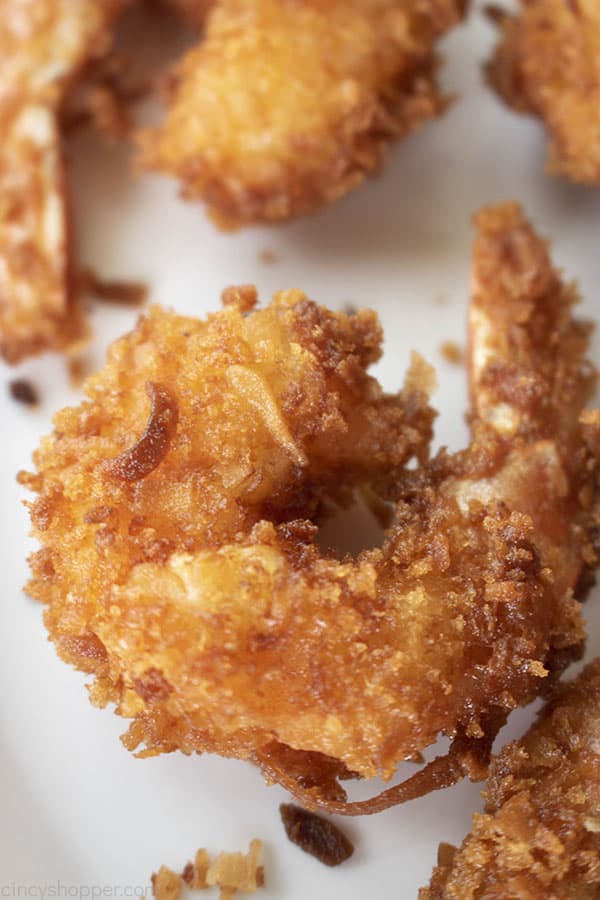 close up of coconut fried shrimp