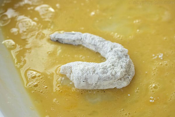 shrimp being dipped in egg