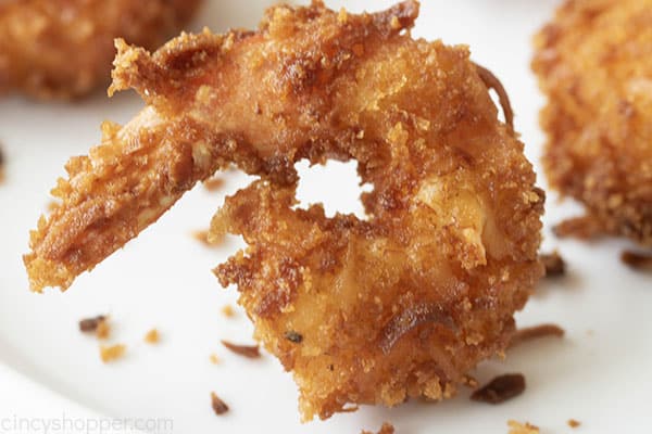 close up of a fried shrimp