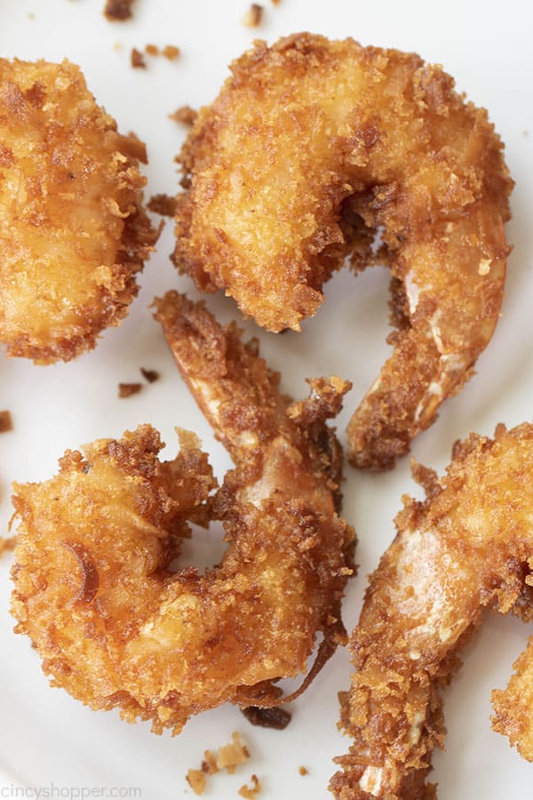 close up of coconut fried shrimp