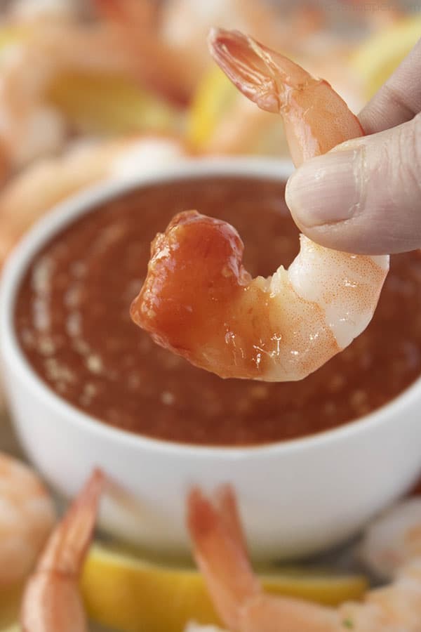 shrimp with homemade cocktail sauce