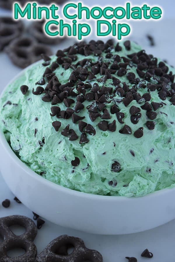 Mint Chocolate Chip Dip with text on image