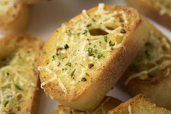 Close up of finished crostini recipe 