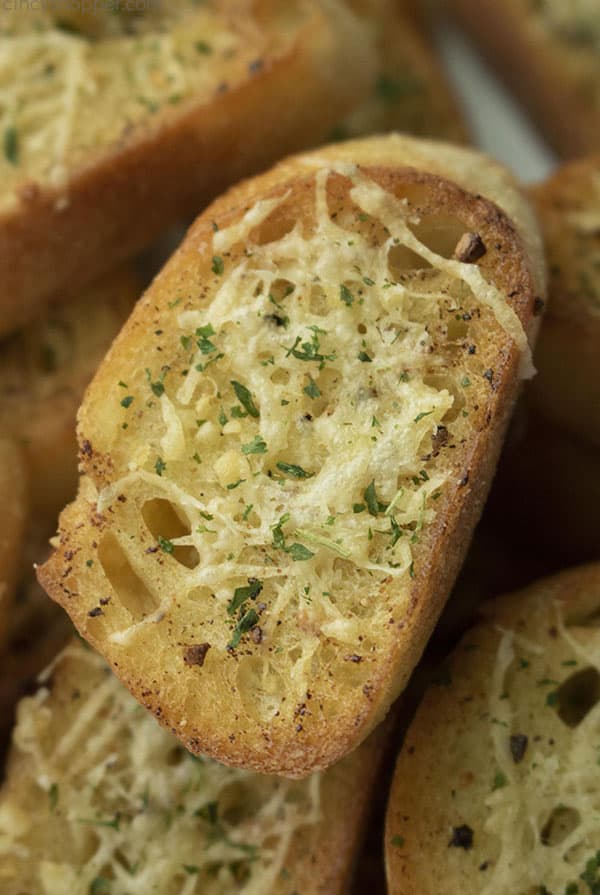 Close up of parmesan crostini