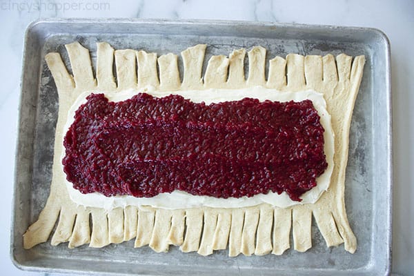 assembling raspberry danish pastry