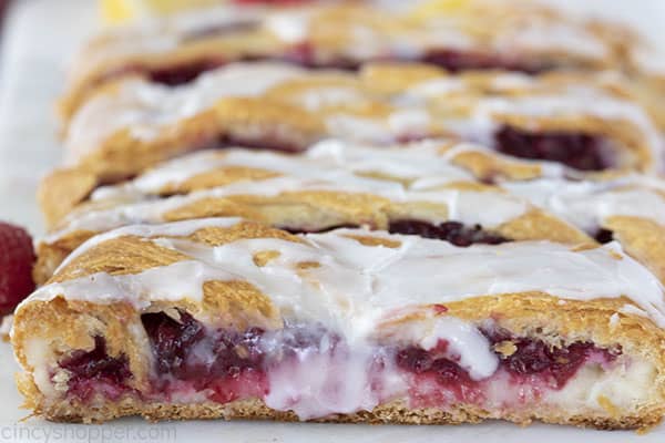 close up image of homemade raspberry breakfast pastry