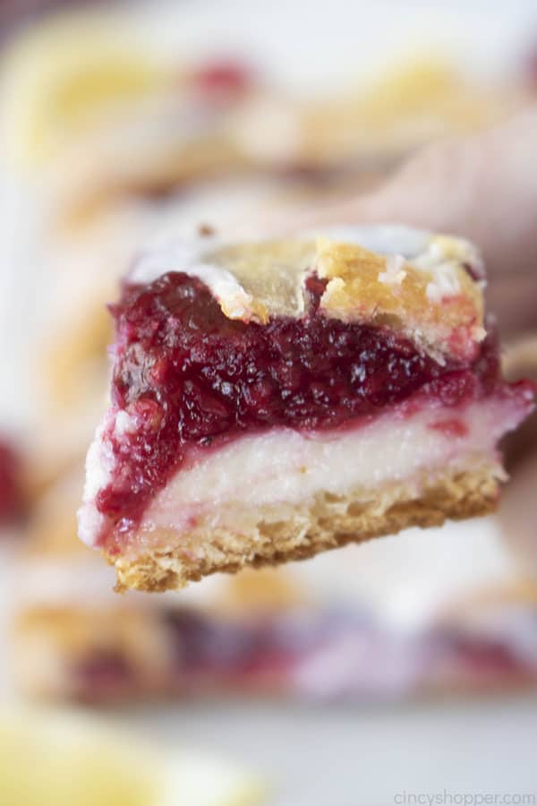 bite of raspberry cream cheese danish pastry
