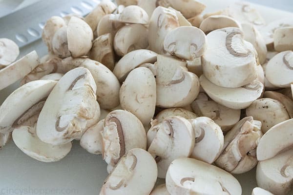 raw sliced mushrooms