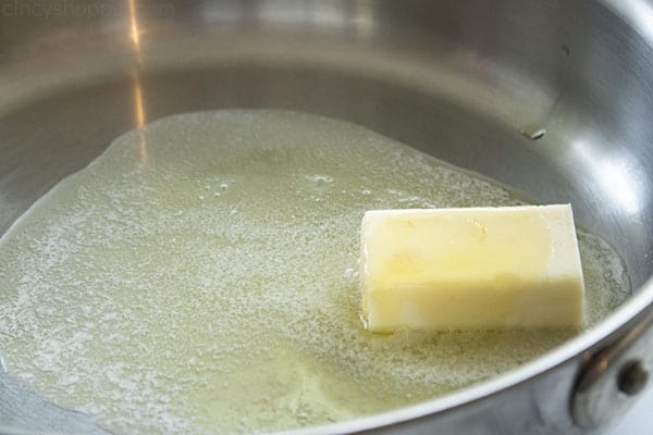 butter melting in skillet