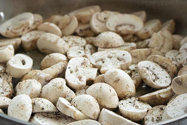 sliced white mushrooms, seasoned