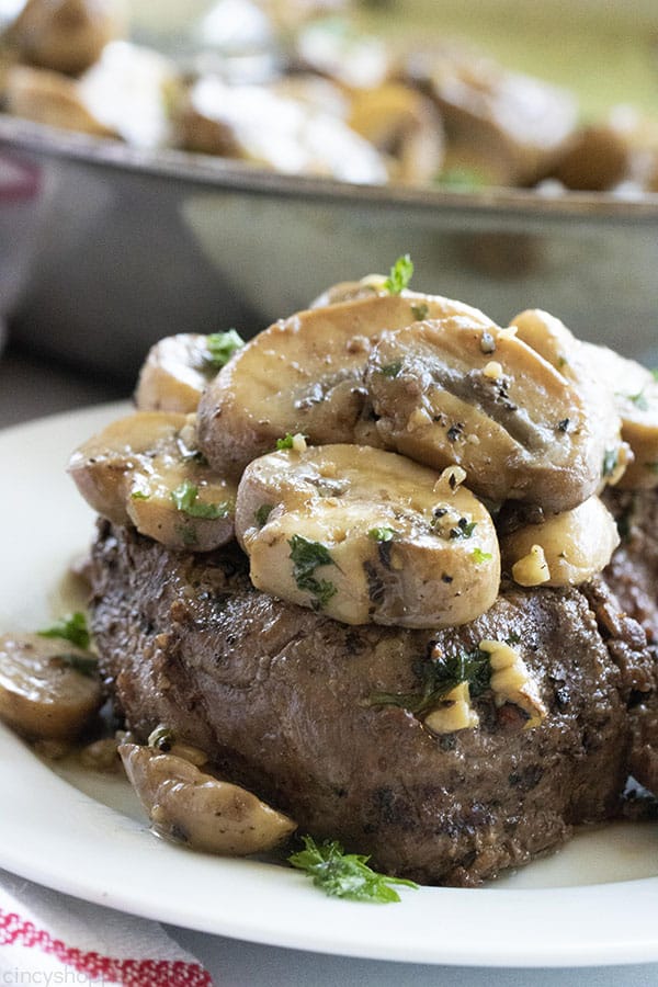 sauteed mushrooms on steak