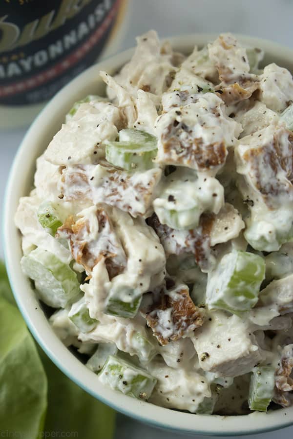 overhead image of homemade mayo-based cold salad