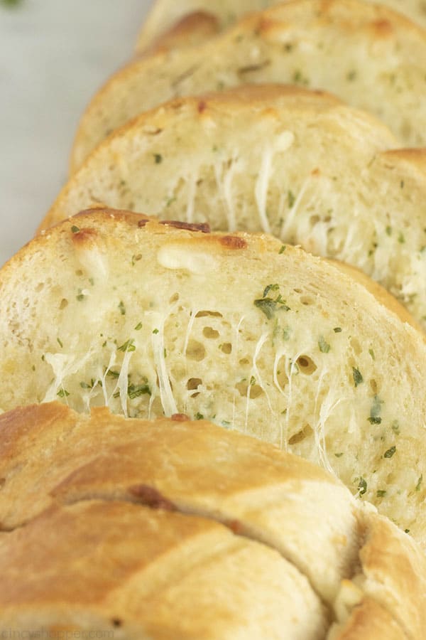 slices of homemade garlic bread