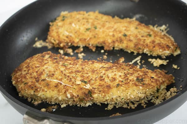 pan frying breaded chicken breasts