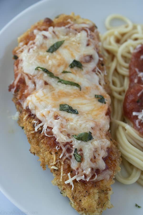 plated chicken parmesan dinner