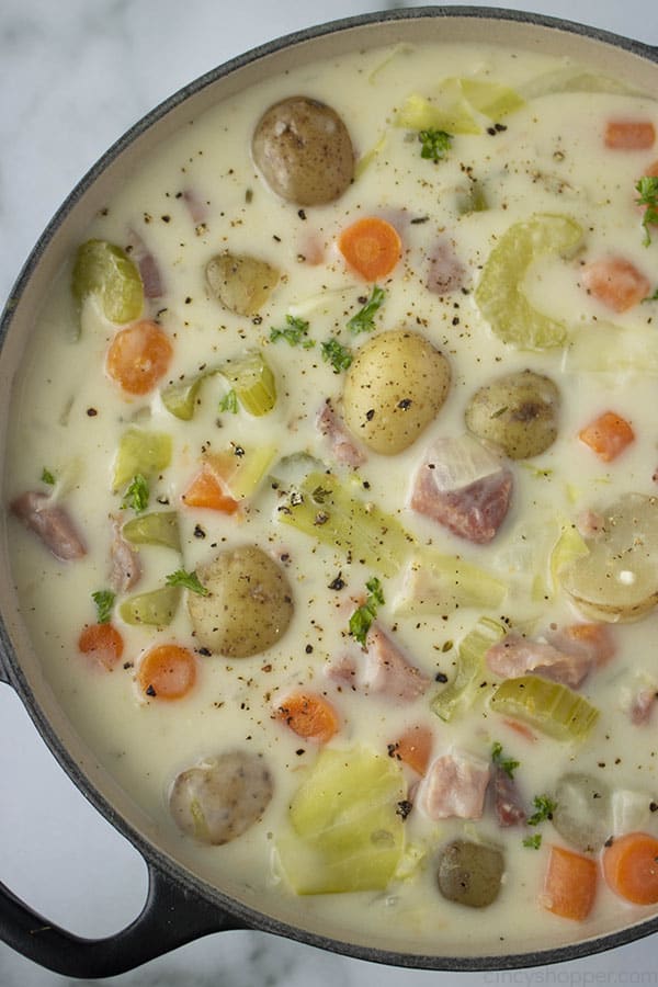 creamy cabbage and potato soup with bacon