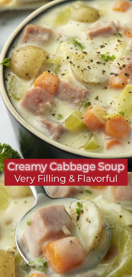 Long collage of Creamy Cabbage Soup