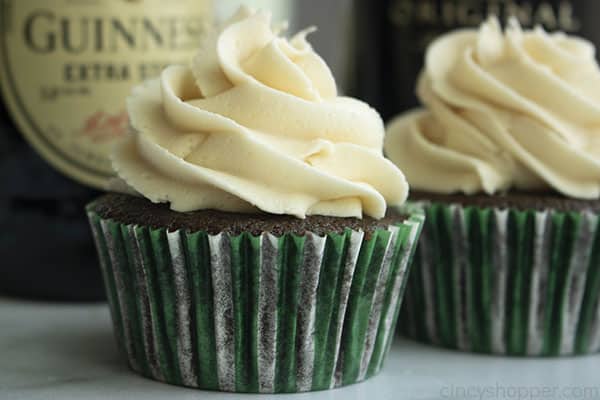 Cupcakes with Guinness Beer and Bailey's Irish Cream Frosting