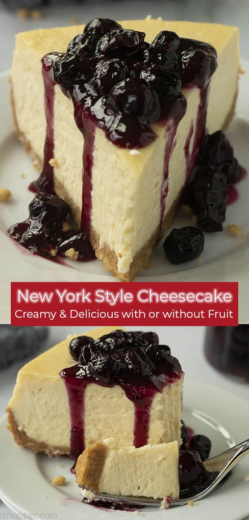 ny style cheesecake with blueberry sauce