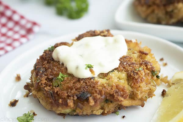 salmon patty with tartar sauce