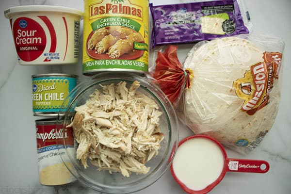 ingredients to make sour cream chicken enchiladas