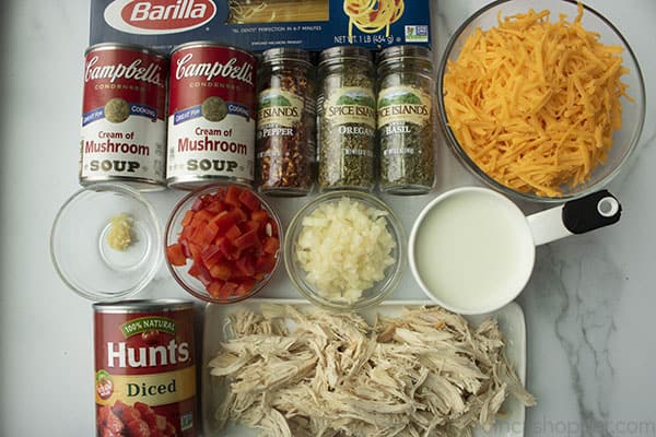 ingredients to make a chicken spaghetti recipe