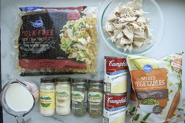 ingredients to make chicken noodle casserole recipe