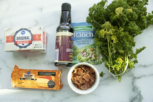 Ingredients to make carrot shaped cheese ball