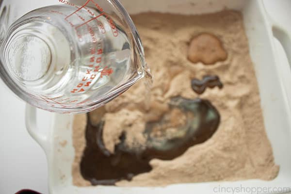 adding water to chocolate whacky cake ingredients