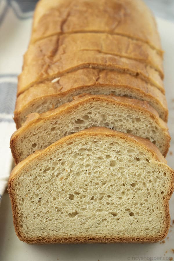 loaf of bread, cut into slices