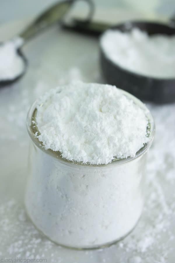 Homemade Powdered sugar in glass container