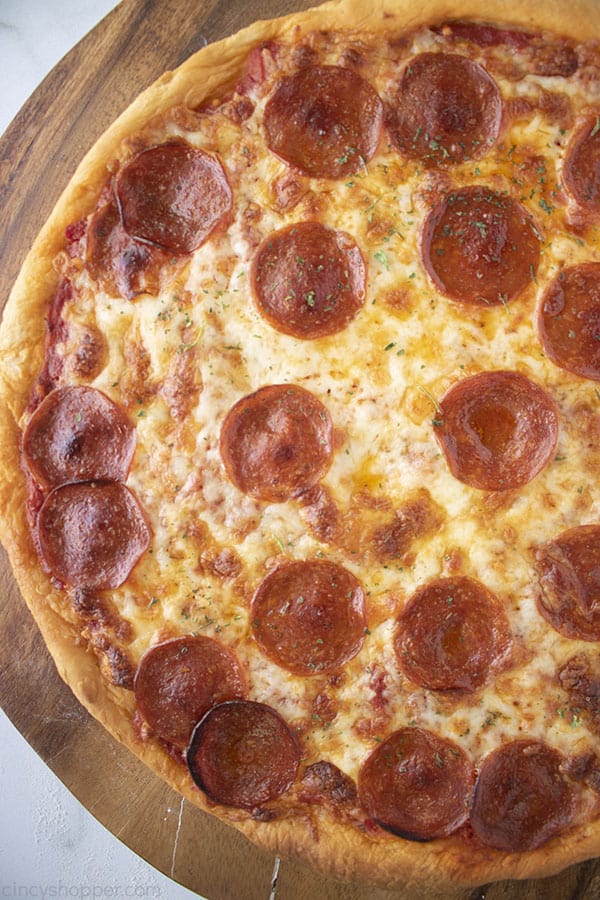 Pepperoni pizza made with Homemade Pizza Dough