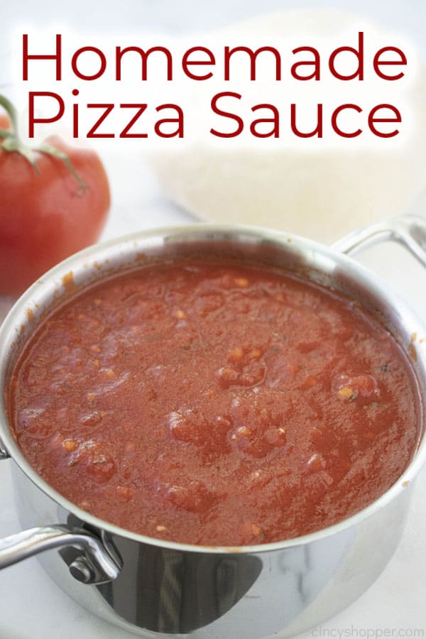 Text on image easy to make homemade pizza sauce