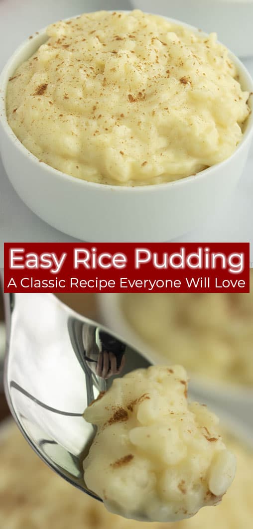 Long pin image of rice pudding and text