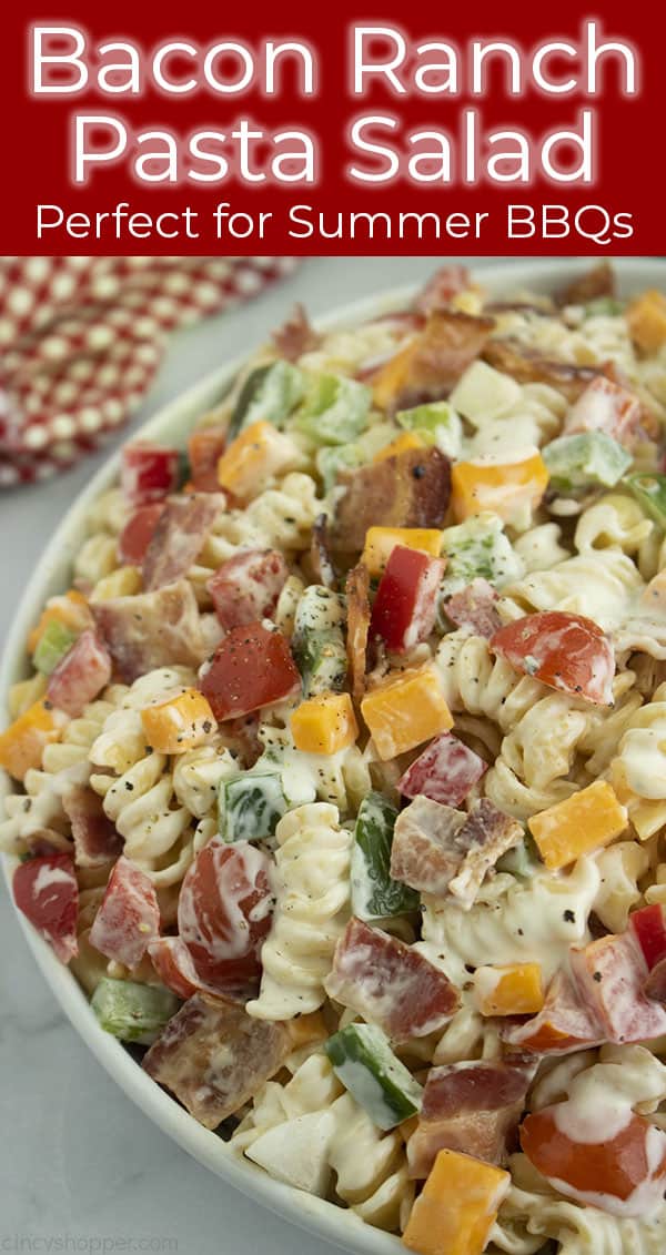 Long Pin of Easy Ranch Pasta Salad