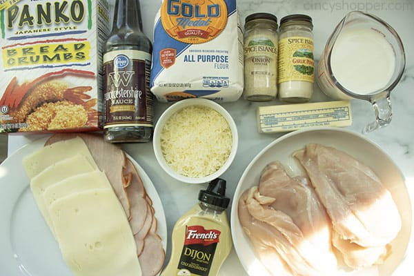 ingredients to make baked chicken cordon bleu