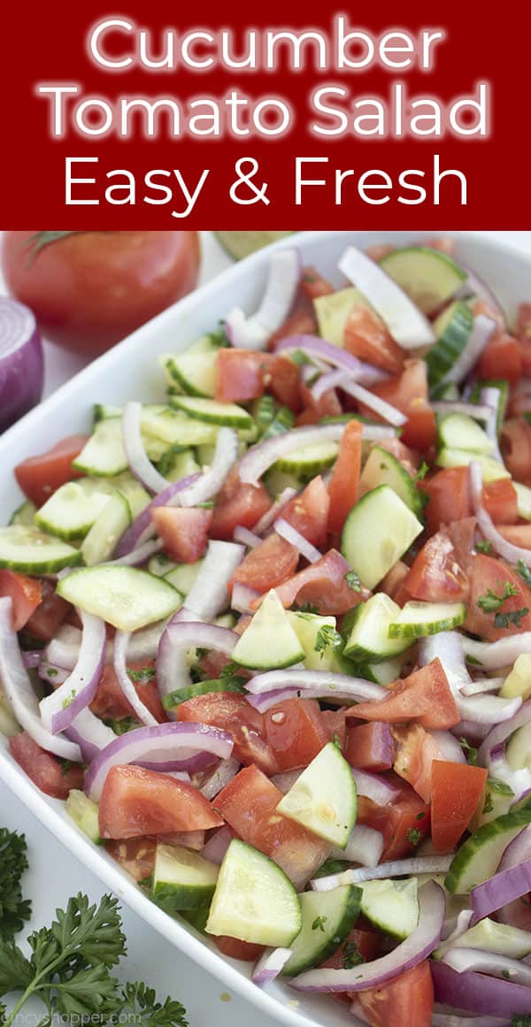 bowl of vegetable salad titled cucumber tomato salad easy and fresh