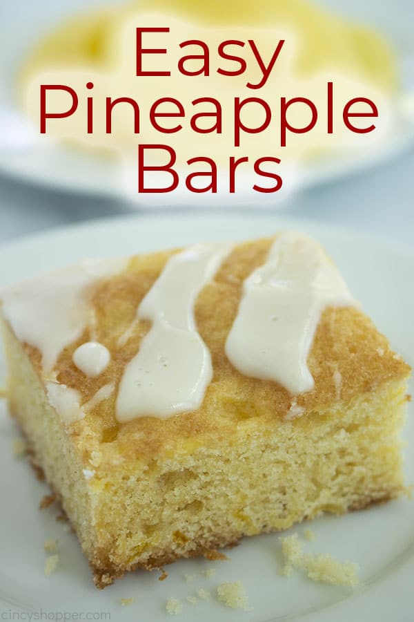 Text on image with Easy Pineapple dessert Bars