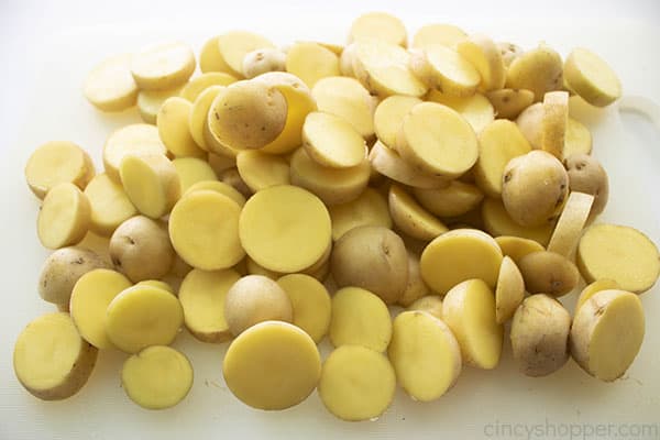 Sliced yellow potatoes