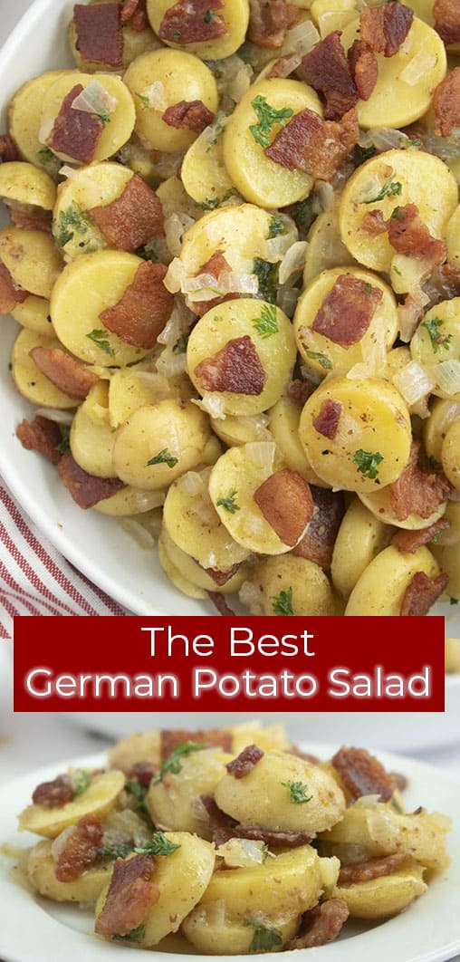 overhead and close up photos titled The Best German Potato Salad