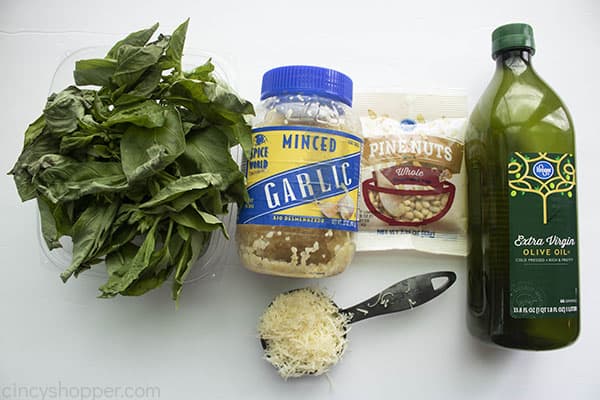 ingredients for making a pesto sauce recipe