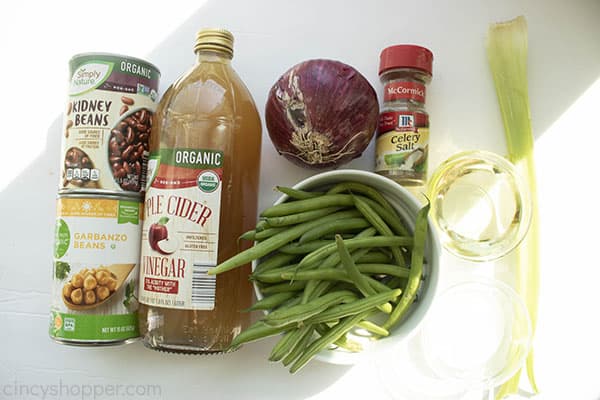 Ingredients for three bean salad recipe