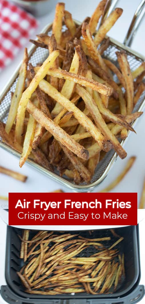 Long Pin image with banner Air Fryer French Fries Crispy and Easy to Make