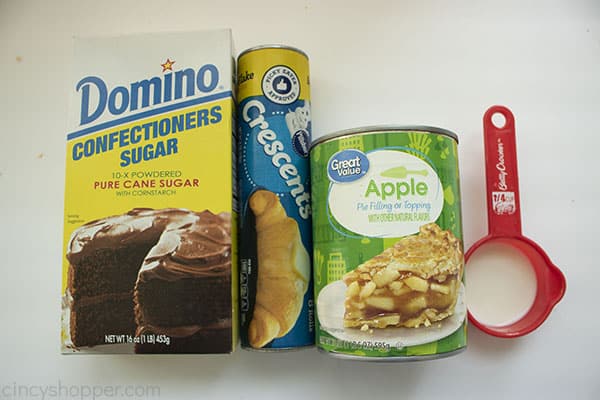 Ingredients for mini apple pies with crescent krolls.