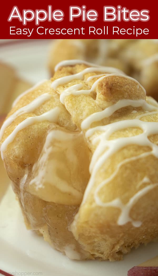 Long Pin closeup of Apple Pie Bites Easy Crescent Roll Recipe