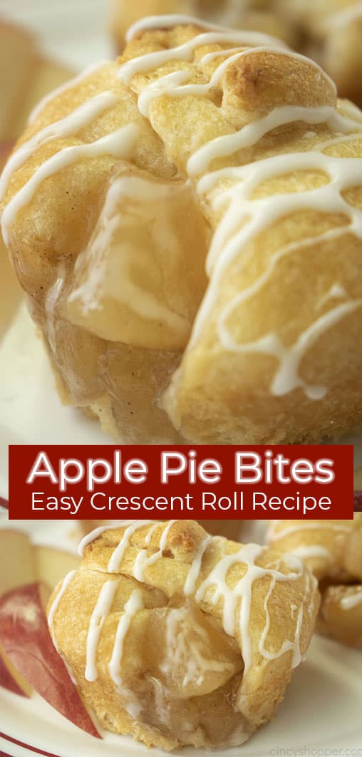 Long Pin with text Apple Pie Bites Easy Crescent Roll Recipe.