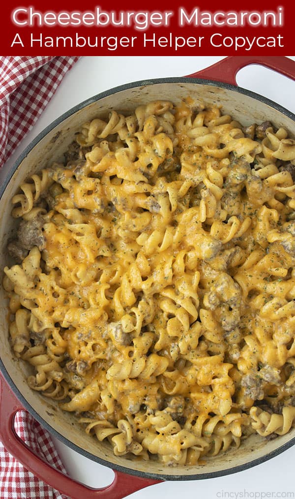 Long pin image titled Cheeseburger Macaroni, A Hamburger Helper Copycat