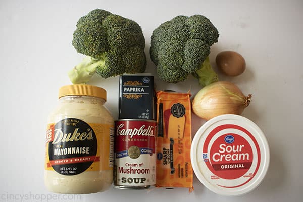 Ingredients from list for broccoli casserole