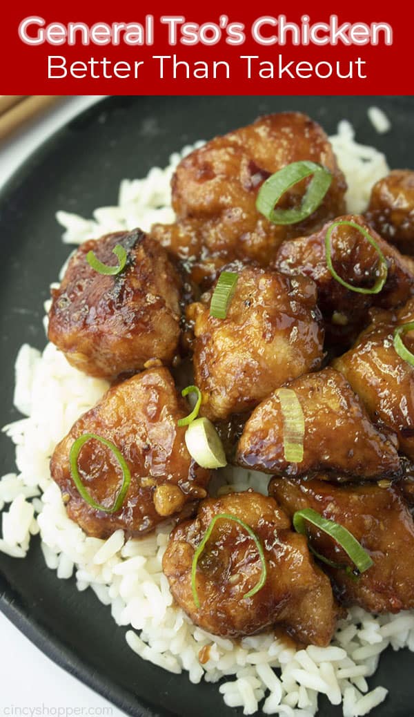 General Tso's Chicken long pin with text Better than takeout.
