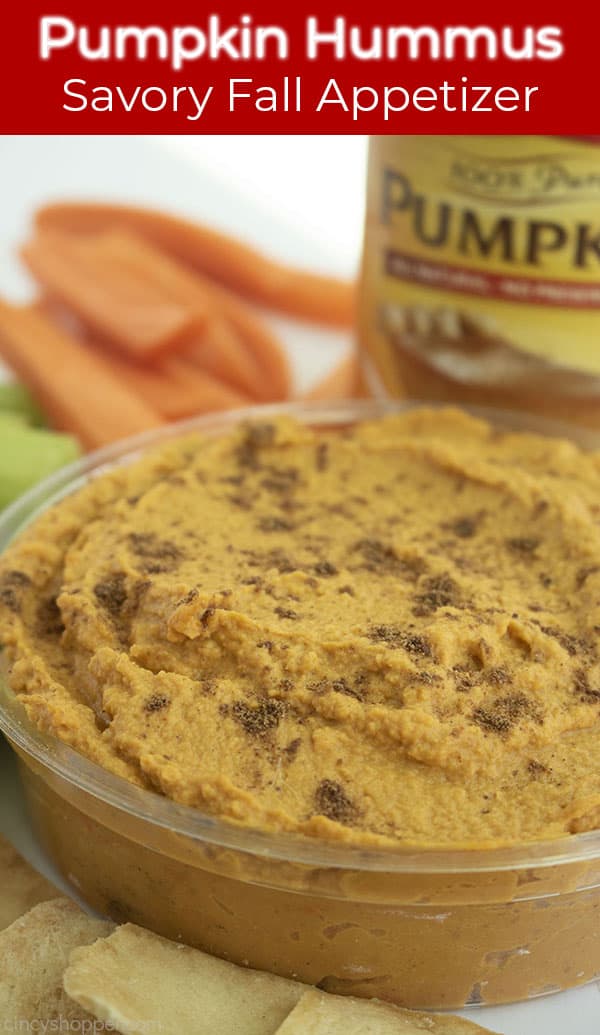 Long Pin text on images Pumpkin Hummus Savory Fall Appetizer!